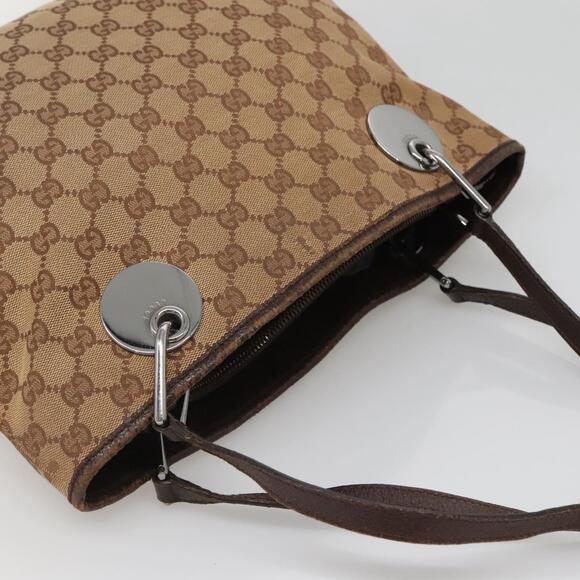 GUCCI GG Canvas Hand Bag Beige Gold - Picture 6 of 16